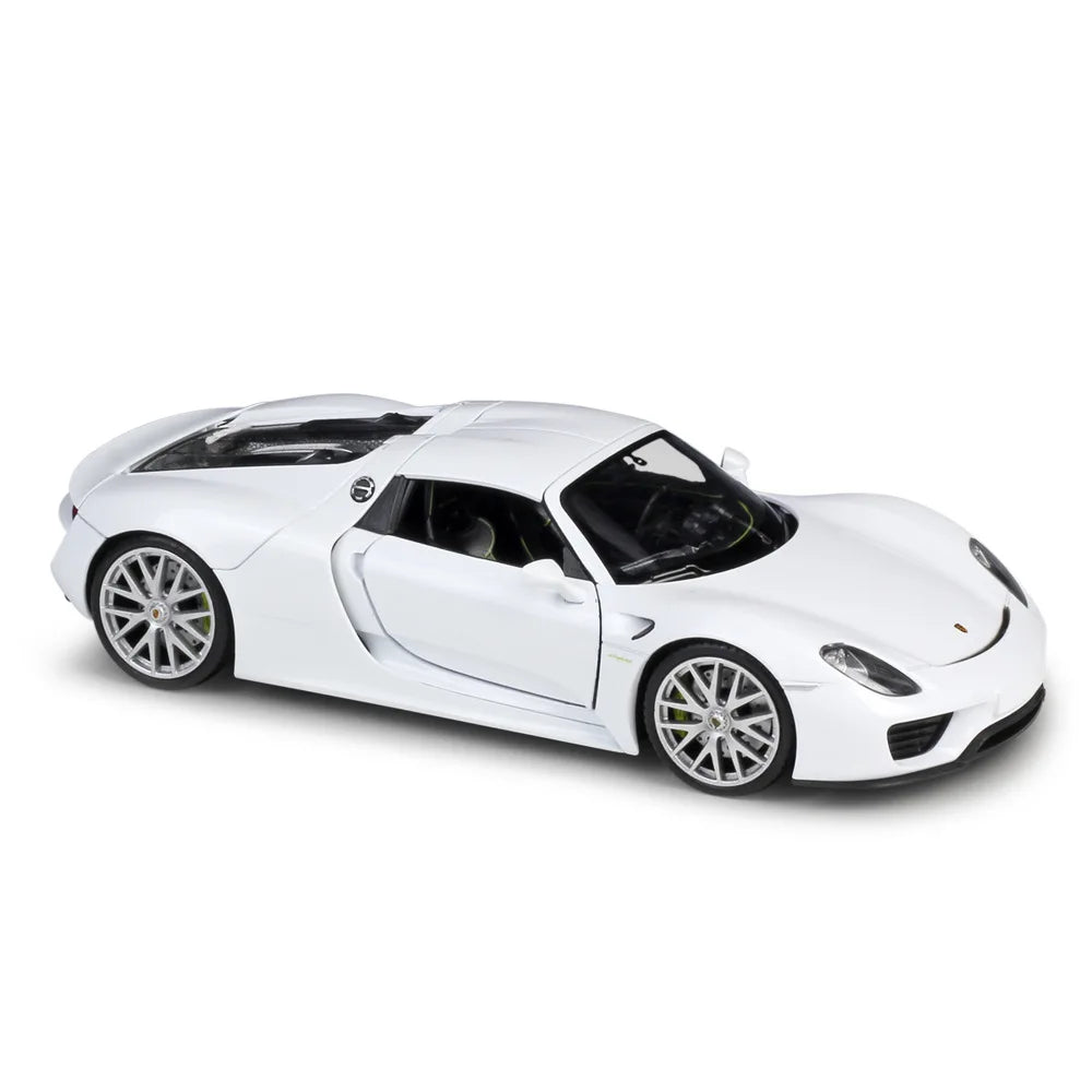 1:24 Porsche 918 Spyder Imitation Alloy Car Model, detailed diecast collectible showcasing the sleek design and engineering of the hybrid supercar.