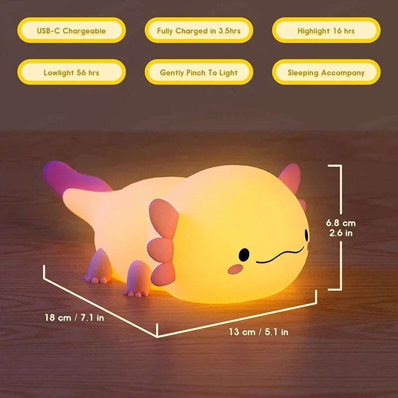 Axolotl Silicone Night Light – Touch Control 