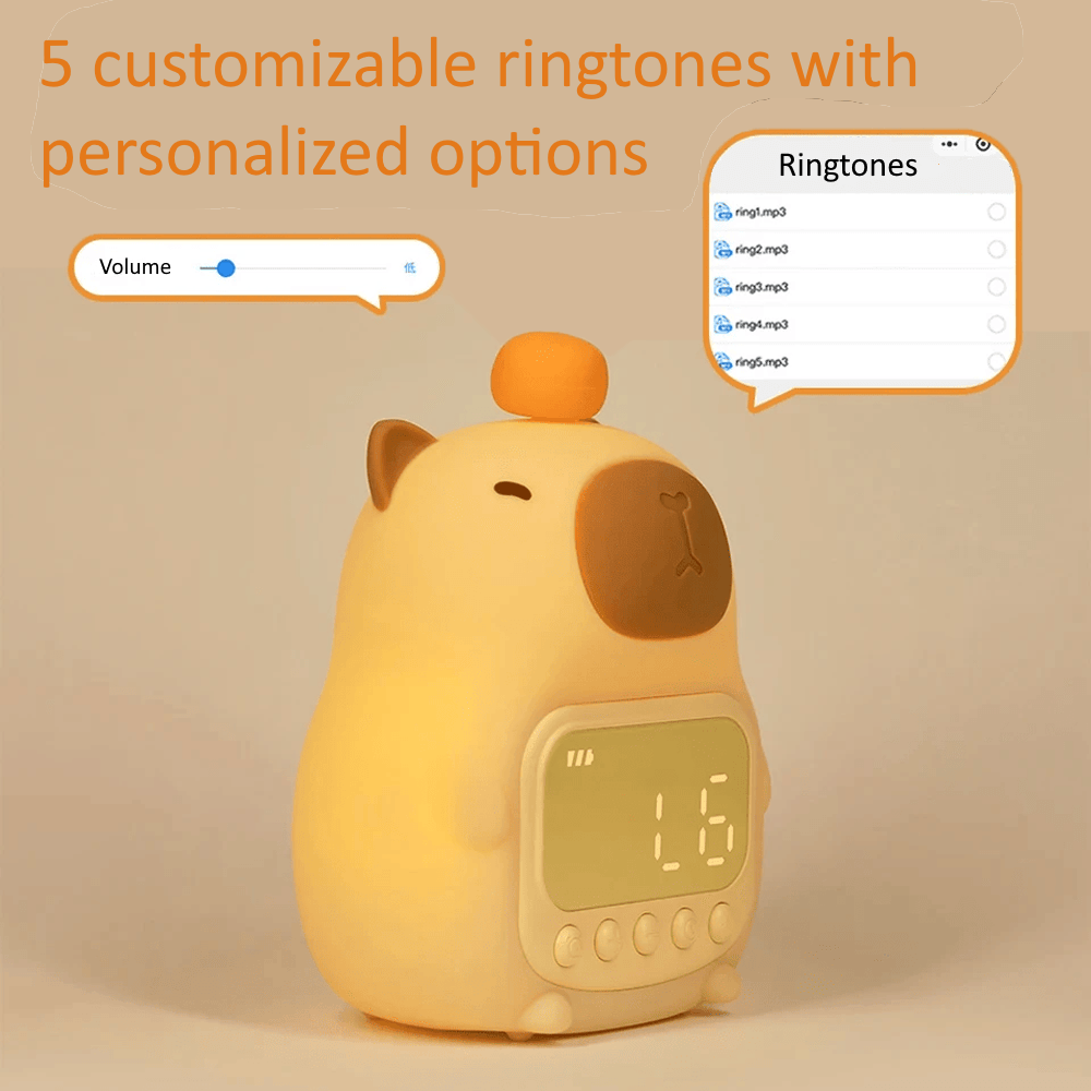 Capybara Silicone Night Light & Digital Alarm Clock – LED Table Lamp for Room Decor & Gifts