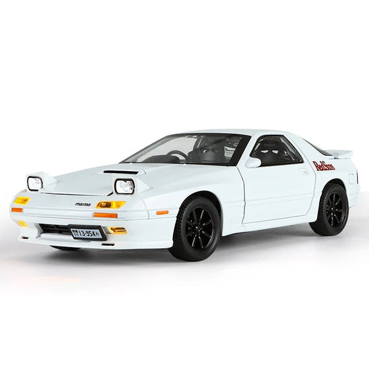 1:24 scale diecast model of a Mazda RX7-FC streetcar version, featuring detailed metal alloy construction with sound, light, and pull-back action, perfect for collectors and car enthusiasts.