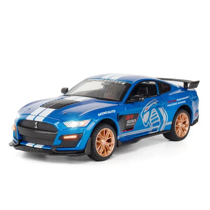 1:24 scale diecast model of a Ford Mustang Shelby GT500, featuring detailed alloy construction, perfect as a collectible toy car and for enthusiasts.