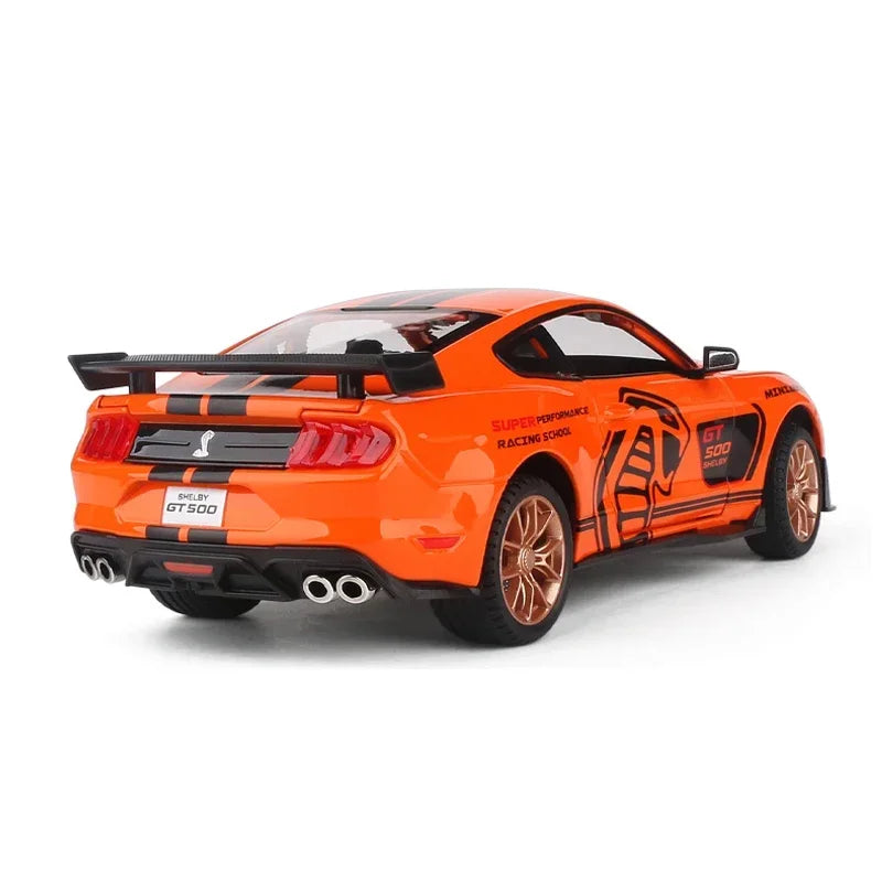 1:24 scale diecast model of a Ford Mustang Shelby GT500, featuring detailed alloy construction, perfect as a collectible toy car and for enthusiasts.