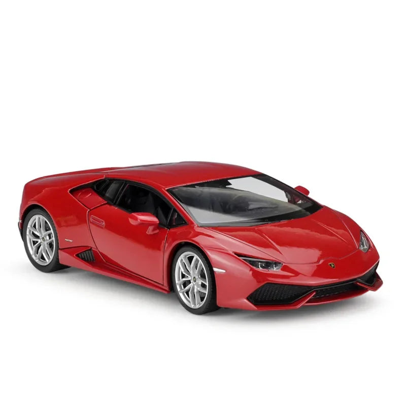 1:24 scale WELLY Diecast Lamborghini Huracan LP610-4 Model Car in Metal Alloy with opening doors and hood, front wheel steering linked with steering wheel, ideal for kids, collectors, and as a gift.