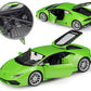 1:24 scale WELLY Diecast Lamborghini Huracan LP610-4 Model Car in Metal Alloy with opening doors and hood, front wheel steering linked with steering wheel, ideal for kids, collectors, and as a gift.