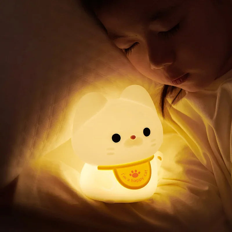 Lucky Cat Silicone LED Night Light 