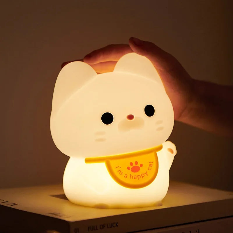 Lucky Cat Silicone LED Night Light 