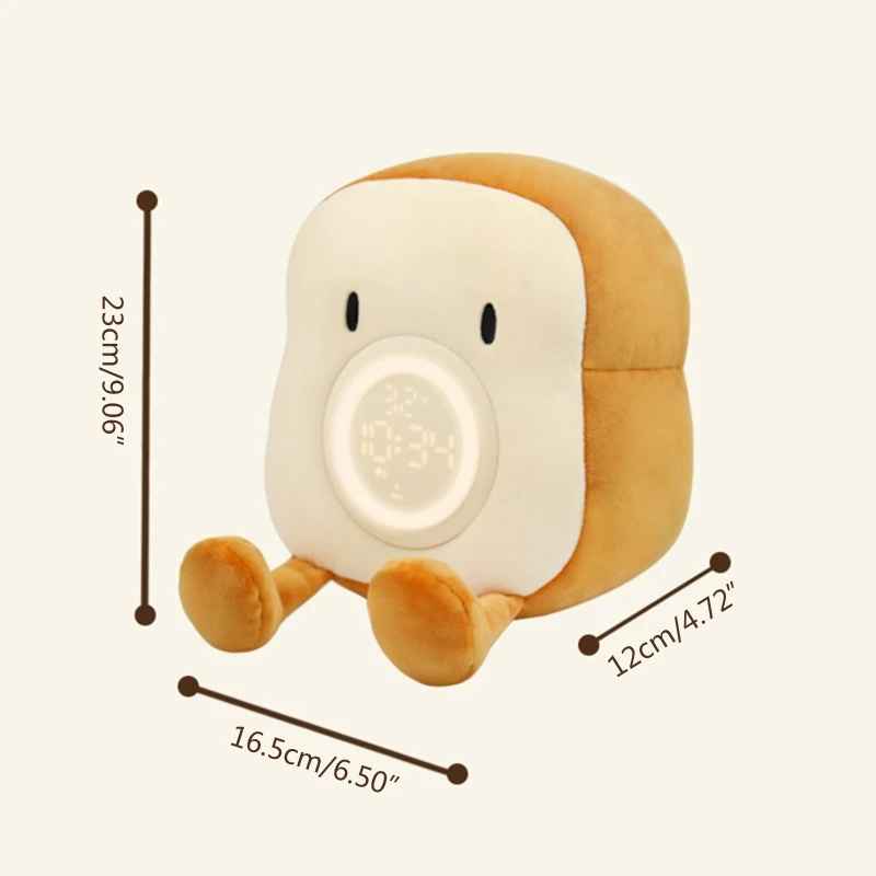 Toast Cartoon Plush LED Alarm Clock