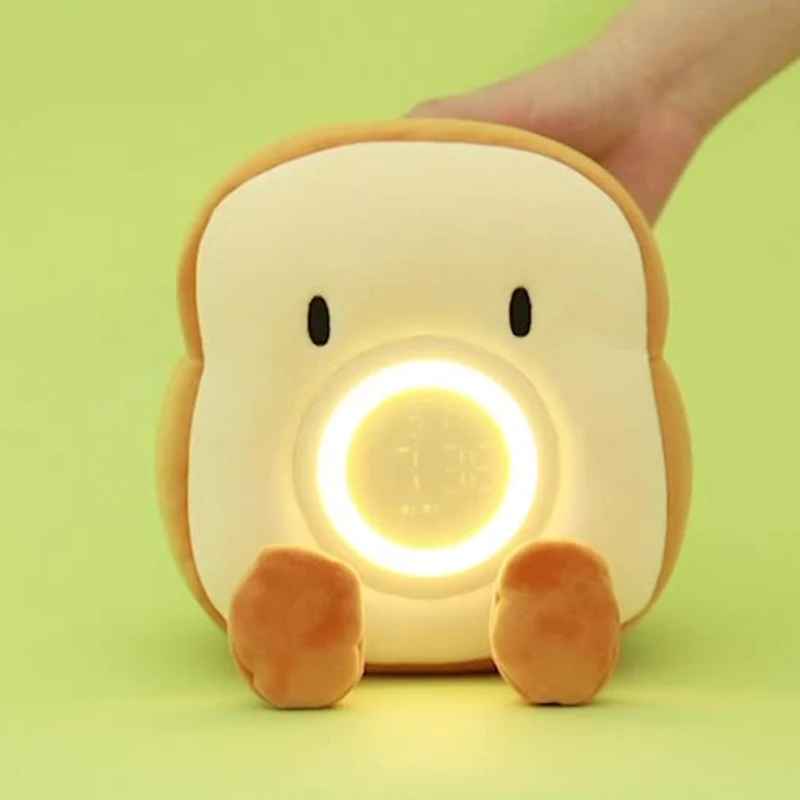 Toast Cartoon Plush LED Alarm Clock