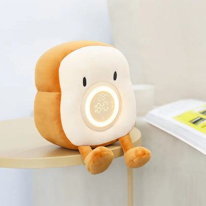 Toast Cartoon Plush LED Alarm Clock